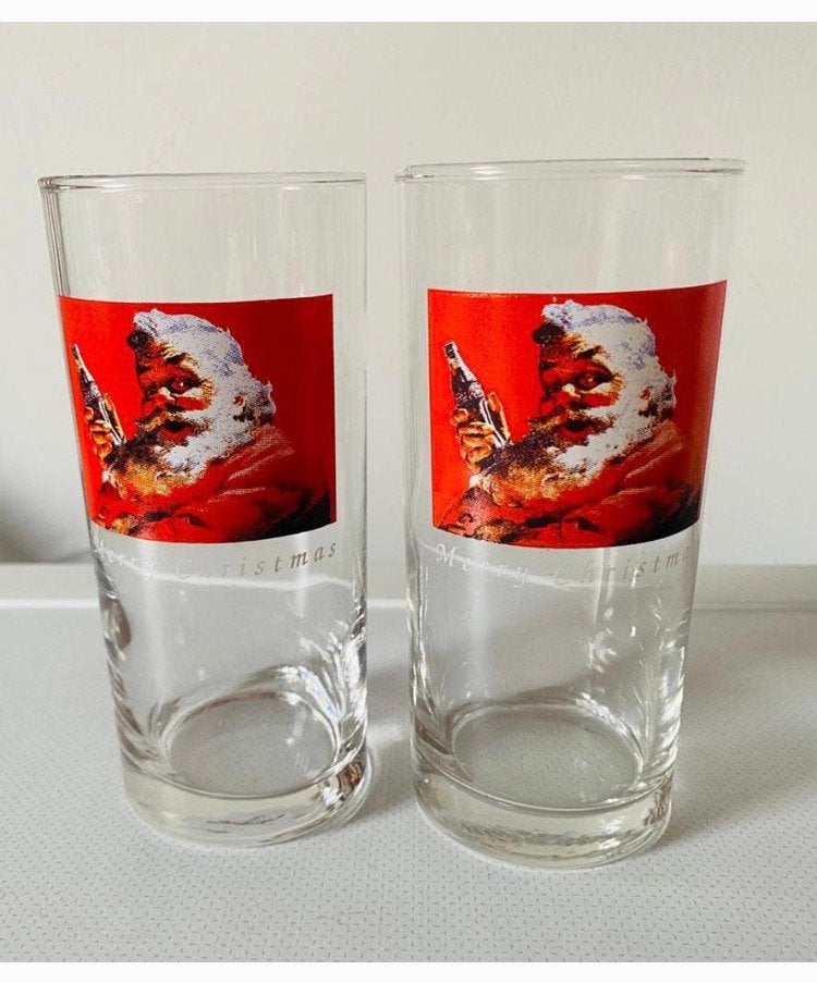 2 Coca-Cola glazen. Merry Christmas. H. 13,5 cm:, Verzamelen, Glas en Borrelglaasjes, Ophalen of Verzenden, Zo goed als nieuw