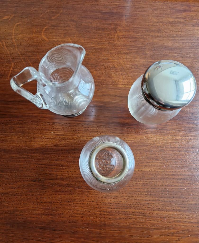 Fries draadglas set: melkkannetje, theepotje, lepelvaasje, Ophalen of Verzenden