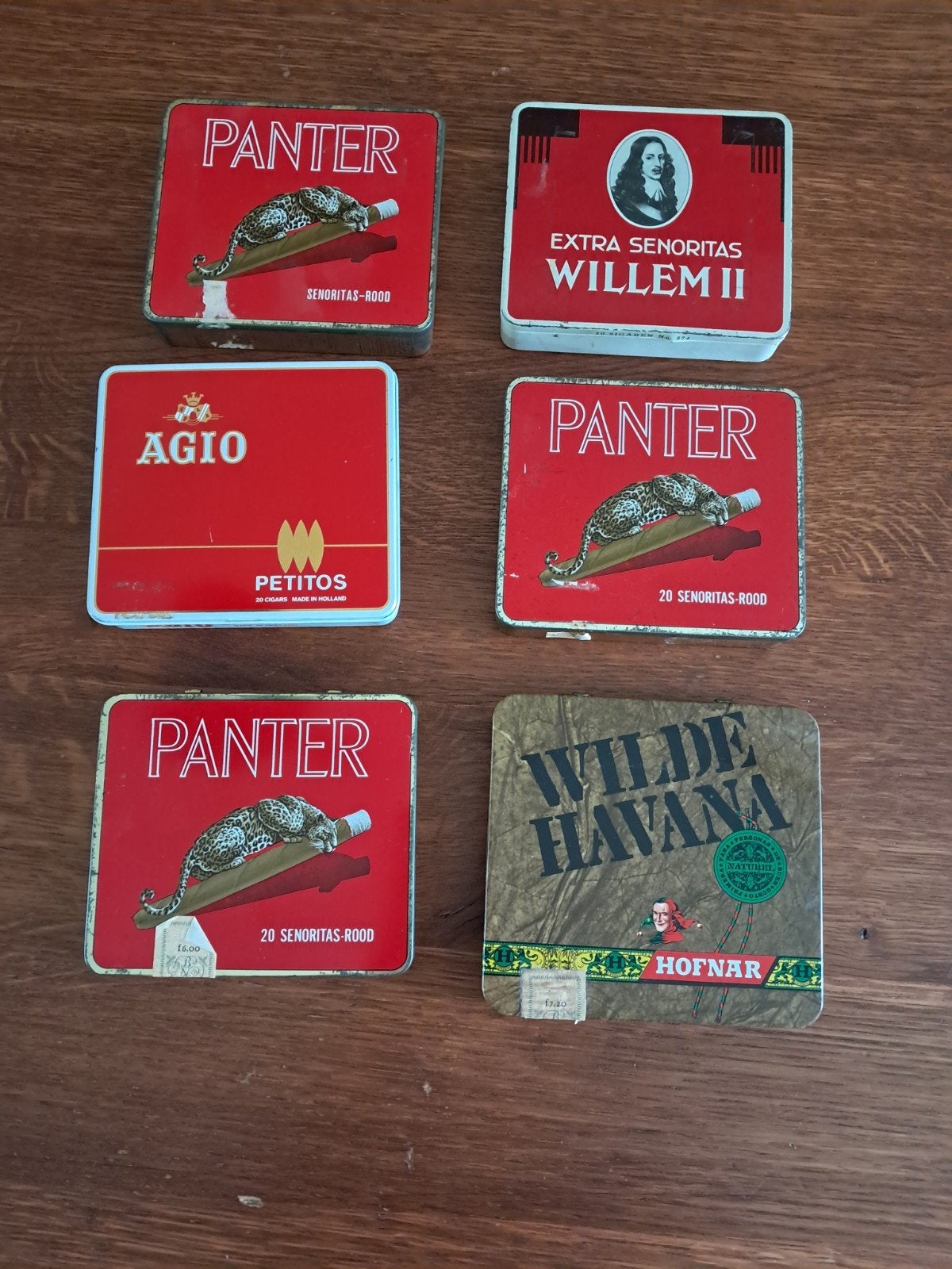 sigarenblikjes, 6 stuks, Ophalen of Verzenden, Gebruikt