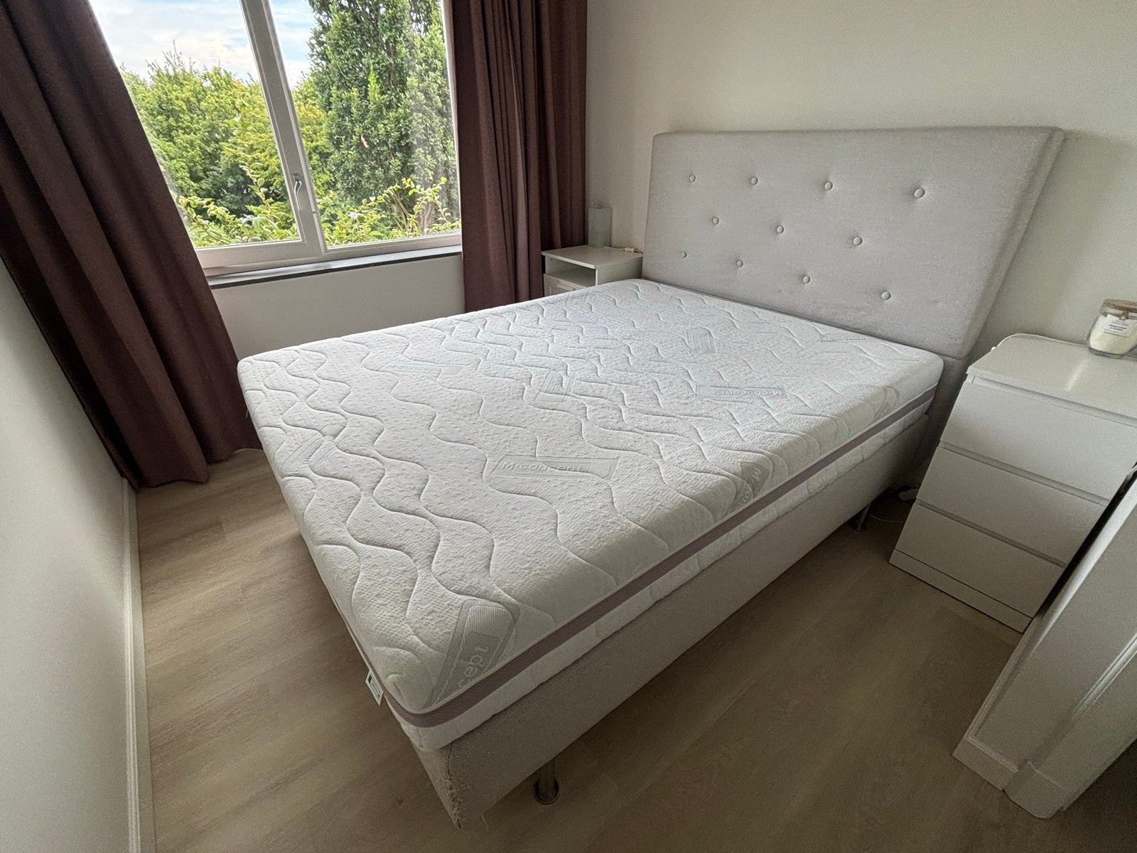 Complete Boxspring 160x200 IKEA DUNVIK + M-Concept Matras, Ophalen, Gebruikt, Tweepersoons, 200 cm