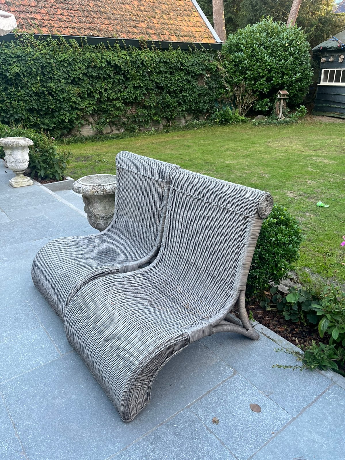 Rotan lounge stoelen, 2 zitplaatsen, Gebruikt, Rotan, Ophalen of Verzenden