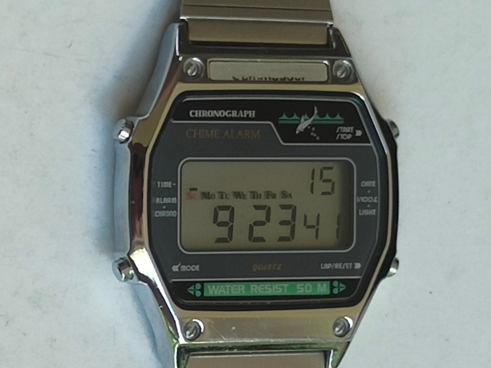 Vintage Commodoor LCD horloge / Chronograaf, Overige merken, Zakhorloge, Staal, Met bandje