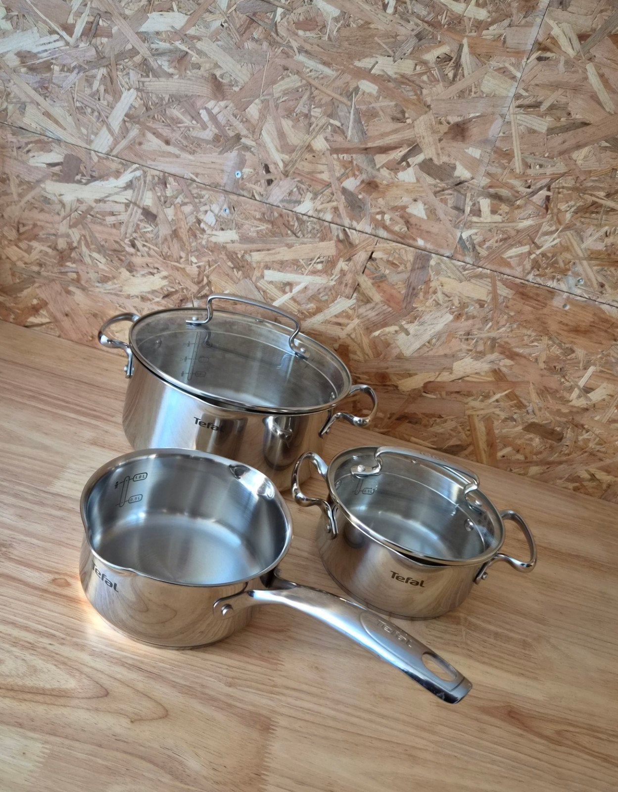Tefal Duetto - RVS pannen, Huis en Inrichting, Ophalen, Pannenset, Rvs, Afgietsysteem