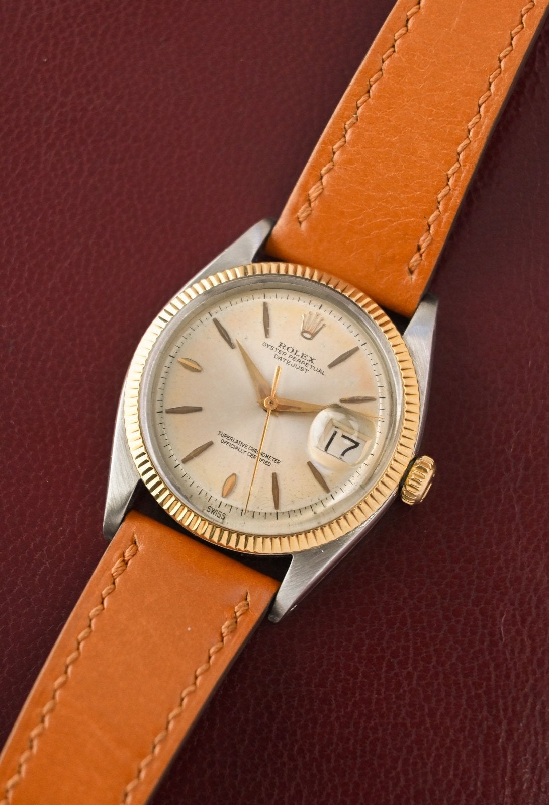 Rolex Datejust 36 Ref. 1601 | Fluted Bezel | Swiss Only, Leer, Polshorloge, Ophalen of Verzenden, Zo goed als nieuw