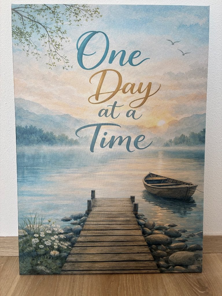 Canvas schilderij – “One Day at a Time”, 50 – 75, Minder dan 50 cm, Ophalen of Verzenden, Zo goed als nieuw