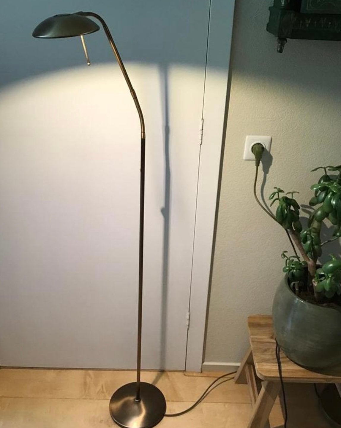 Vloerlamp brass/goud, Ophalen, Gebruikt