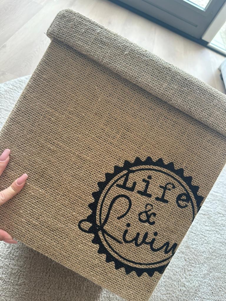 Jute opvouwbare opbergbox, Ophalen of Verzenden, Zo goed als nieuw, Minder dan 50 cm