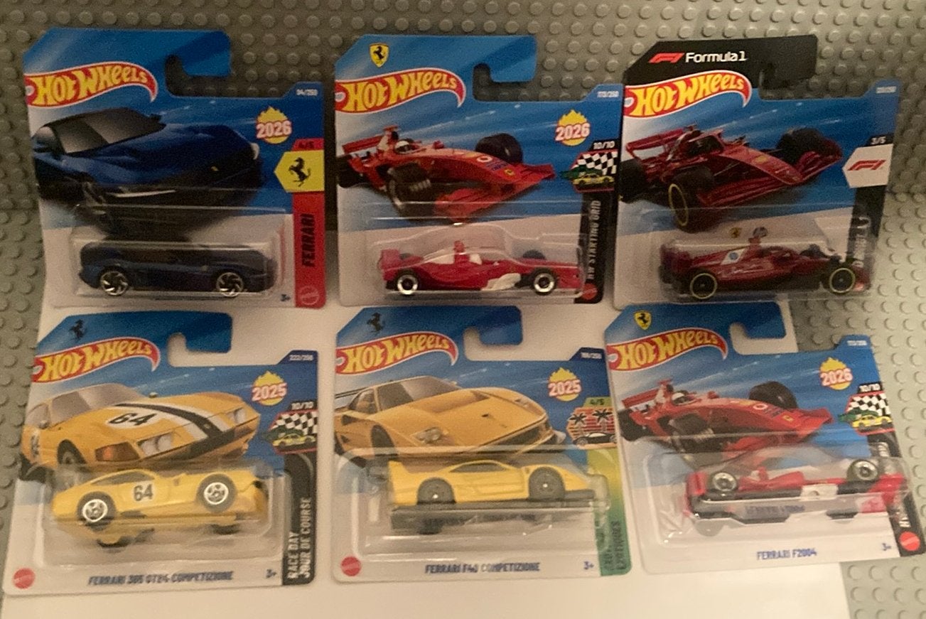 Hot Wheels Ferrari 6 stuks, Overige merken, 1:50 of kleiner, Auto, Ophalen of Verzenden