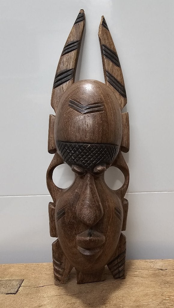LEUK HOUTEN MASKER, Handgemaakt, 20 - 50 cm, Hout, Bruin