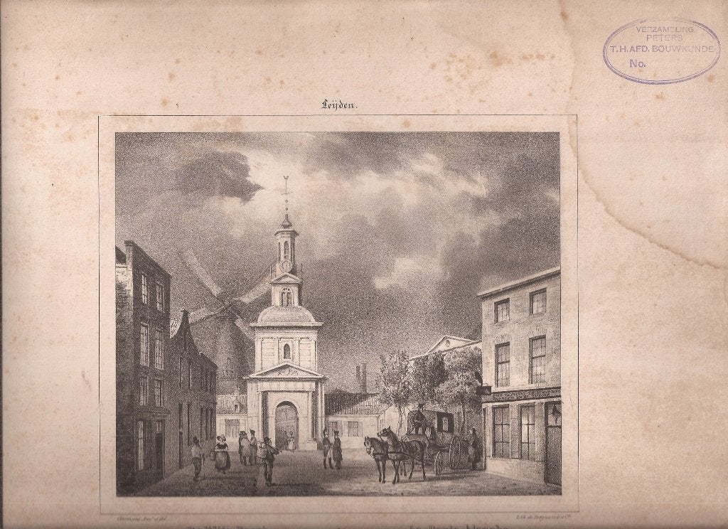 Leiden De Witte Poort Leijden La Porte Blance Litho ca1835, 18 cm, 1800 - 1899, Stadsgezicht, 19 cm