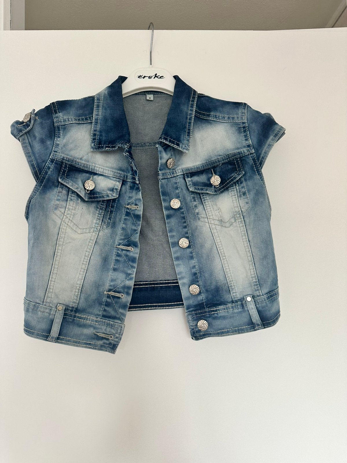 Spijker gilet mt s zgan, Kleding | Dames, Ophalen of Verzenden, Zo goed als nieuw, Blauw
