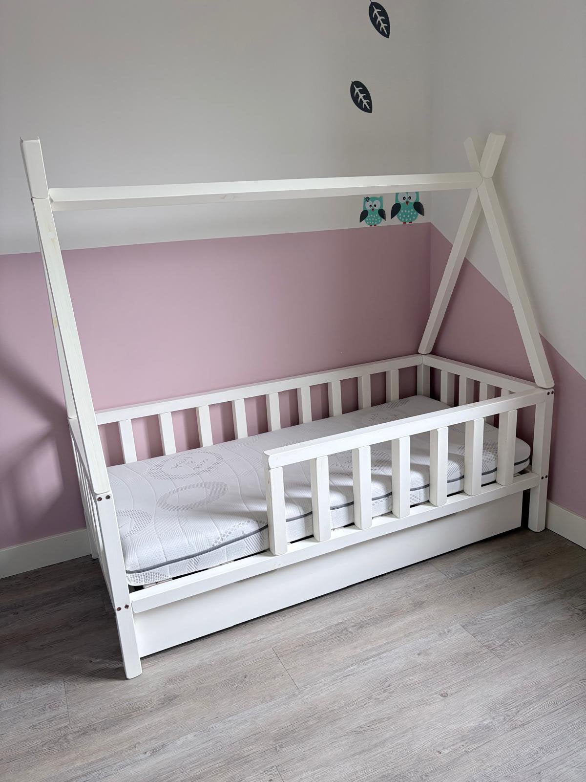 Kinderbed met opberglade tipi dak huisbed tent bed 70x140, Gebruikt, 70 tot 85 cm, 140 tot 160 cm, Ophalen