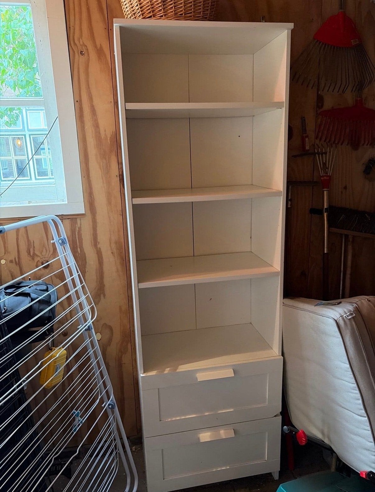 Witte IKEA boekenkast met lades en planken, Huis en Inrichting, Ophalen, Minder dan 50 cm, Gebruikt, 200 cm of meer