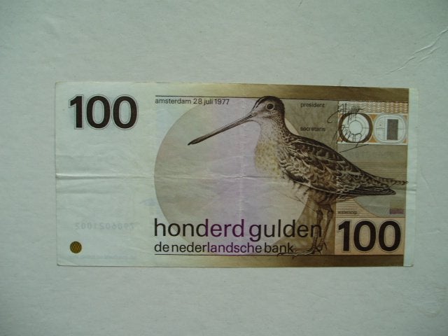 1401. Nederland, 100 gulden 1977 Watersnip., Postzegels en Munten, Bankbiljetten | Nederland, Verzenden, 100 gulden, Los biljet