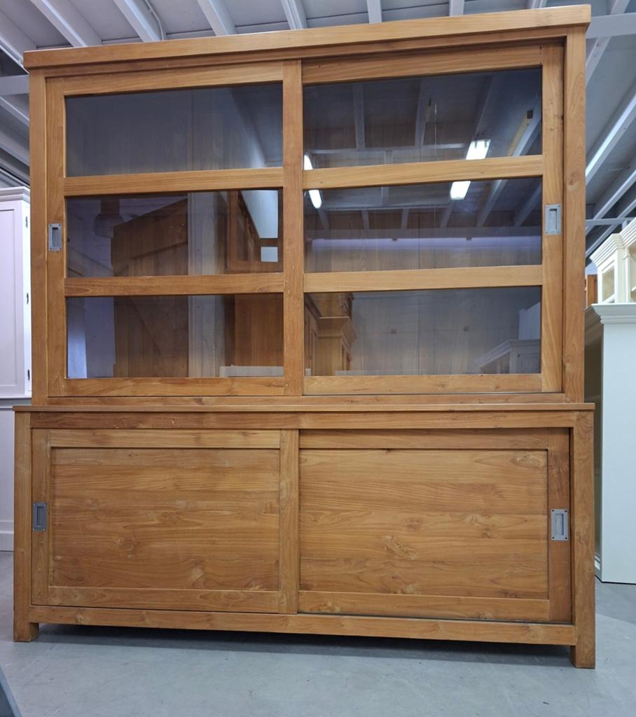 Teakhouten buffetkast, Ophalen, 50 tot 75 cm, 200 cm of meer