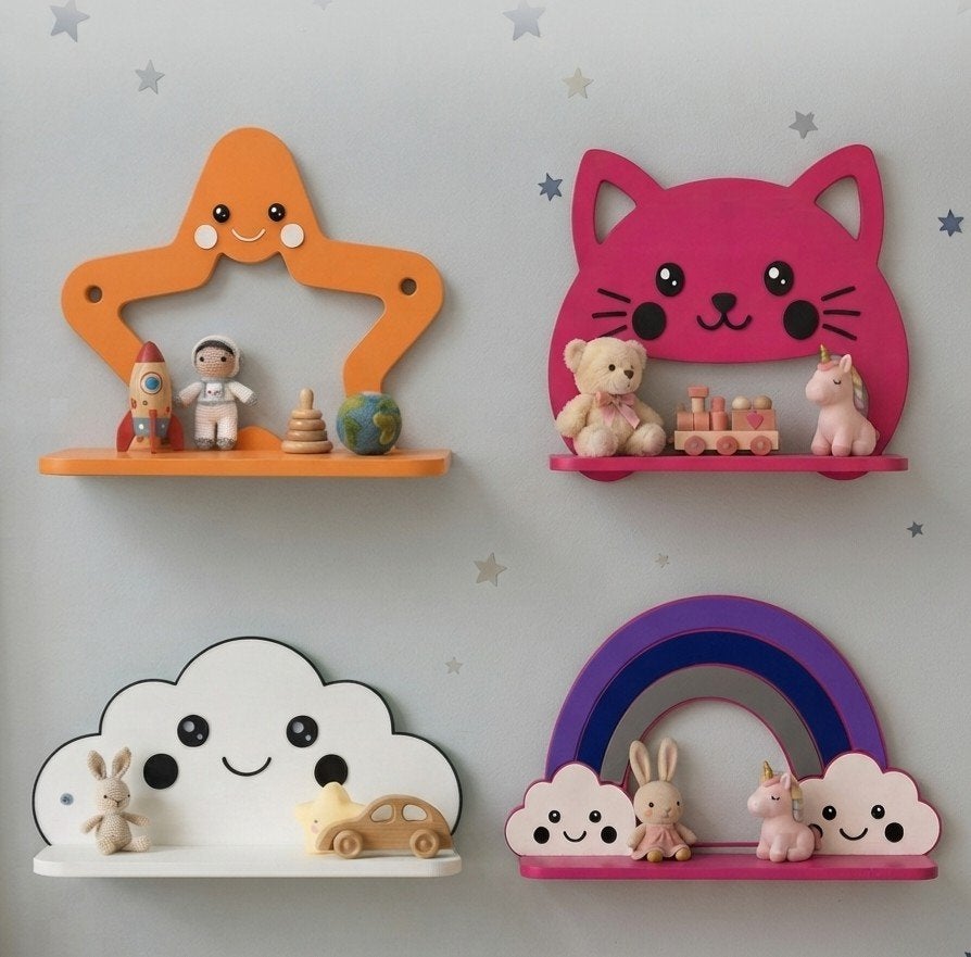 Kinderkamer Wandplankje in Vorm (Wolk, Ster, Kat, Regenboog), Ophalen of Verzenden, Nieuw, Wanddecoratie