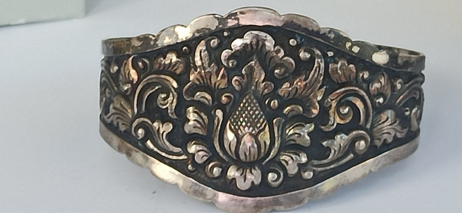 Bijzondere vintage 835 zilveren armband – 30 gram – bloemrel, Ophalen of Verzenden, Gebruikt, Zilver, Zilver