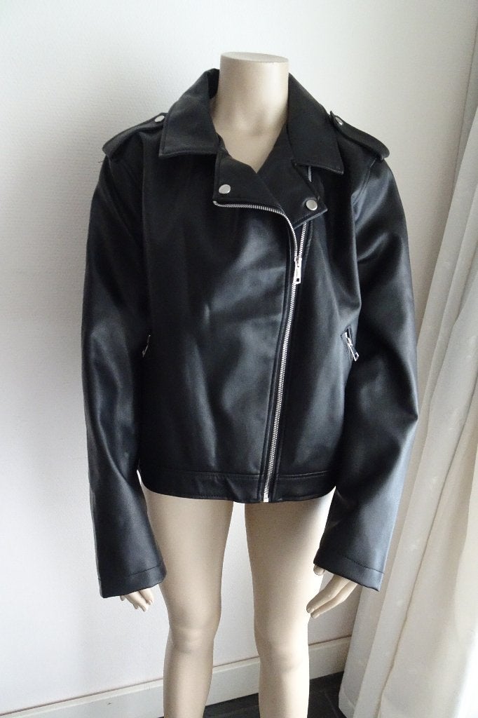 zwart pu leren bikerjasje maat XL, Ophalen, Primark, Zwart, Maat 46/48 (XL) of groter
