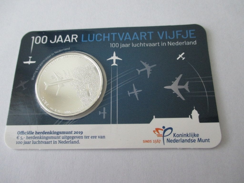 Coincard het Luchtvaart vijfje 2019, Postzegels en Munten, Munten | Nederland, Ophalen of Verzenden, Koningin Beatrix, Euro's