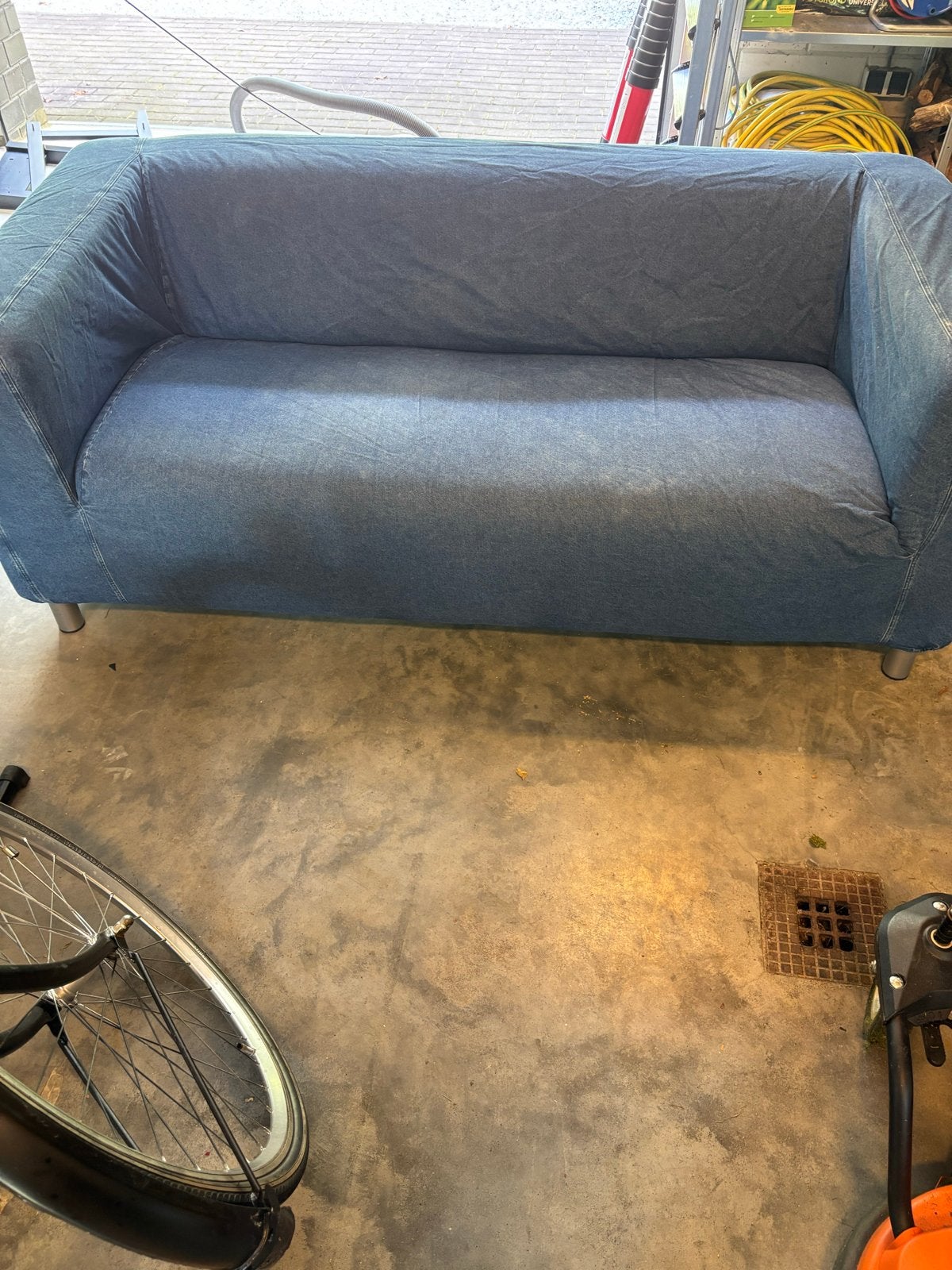 IKEA Klippan bank - 2-zitsbank in blauwe stof, Ophalen, Gebruikt, 150 tot 200 cm, Tweepersoons