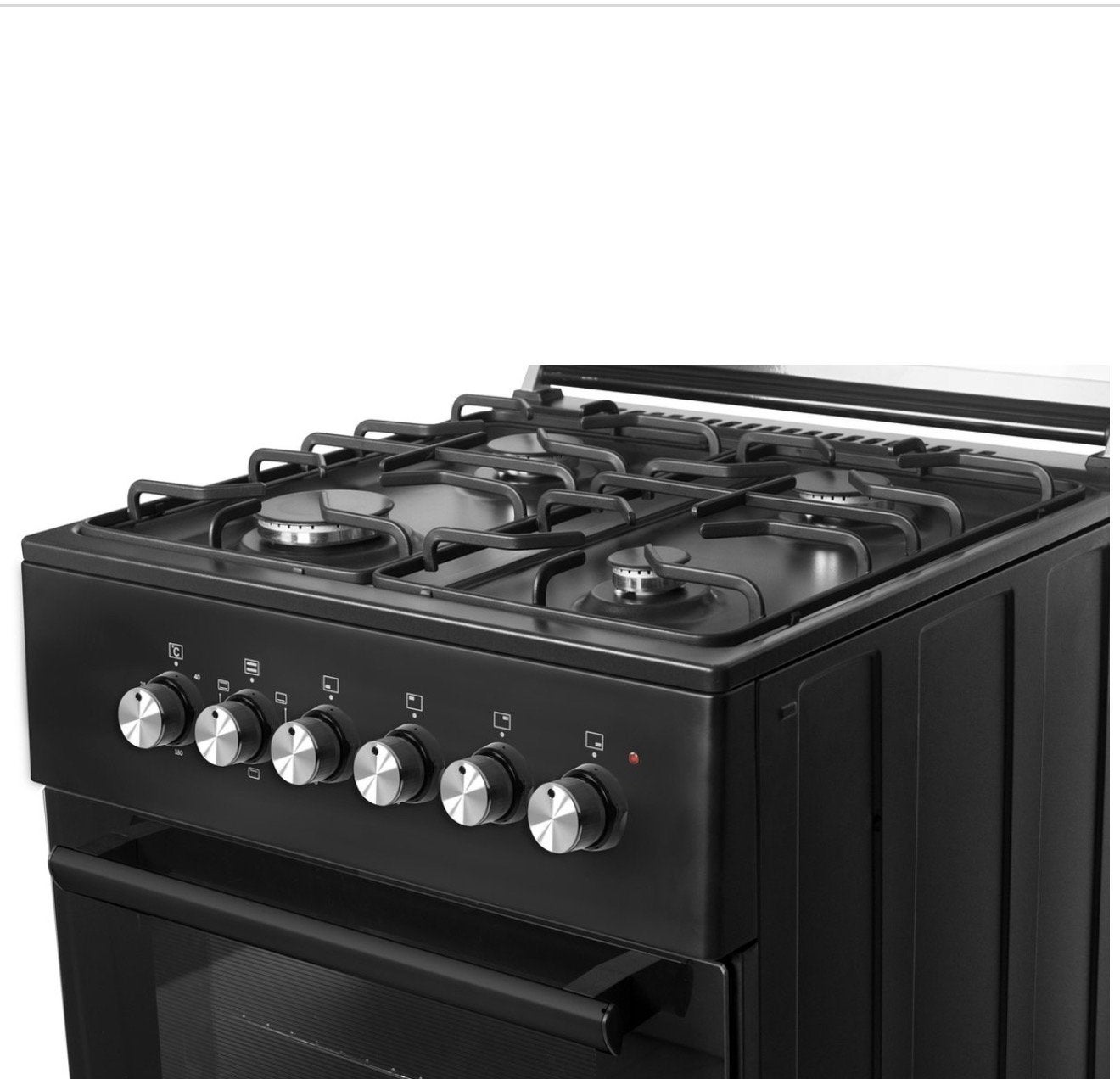 Wiggo WO-E603A Vrijstaand Gasfornuis met Oven Zwart, Witgoed en Apparatuur, Ophalen, Gebruikt, Hete lucht, 4 kookzones