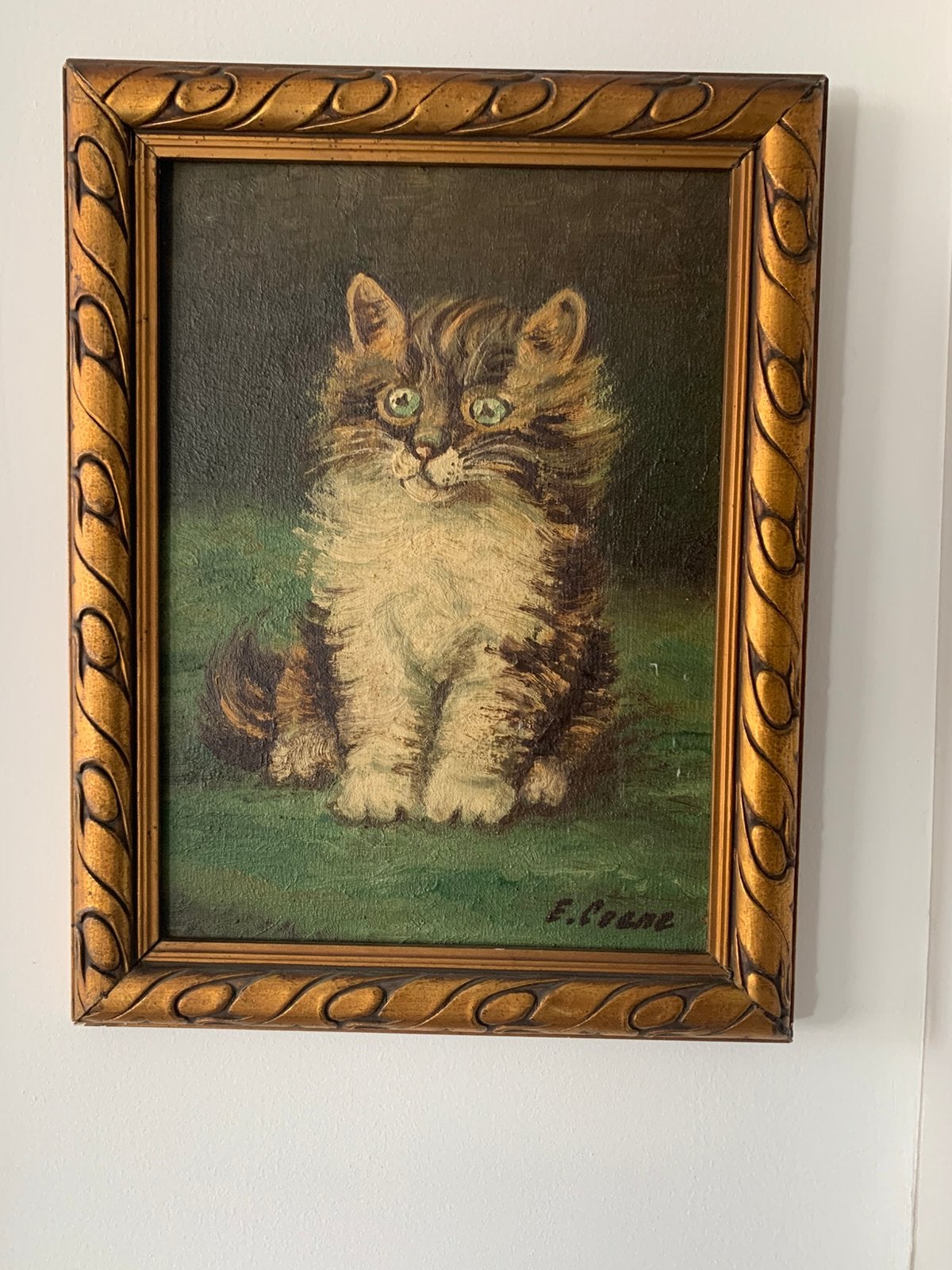 Olieverf schilderij E. Coene, poes, Antiek en Kunst, Kunst | Schilderijen | Klassiek, Ophalen