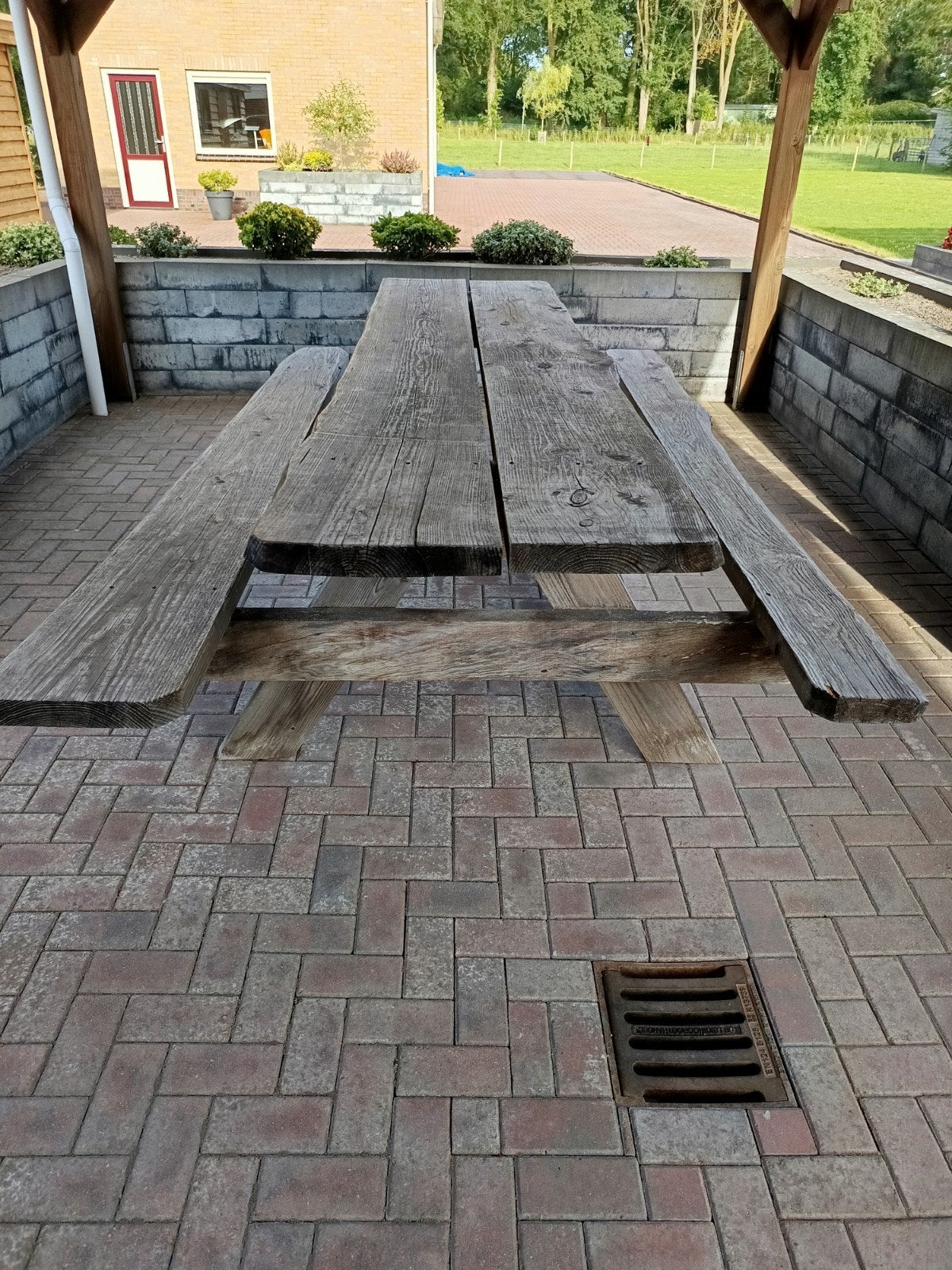 houten picknick tafel, Ophalen, Gebruikt, Hout