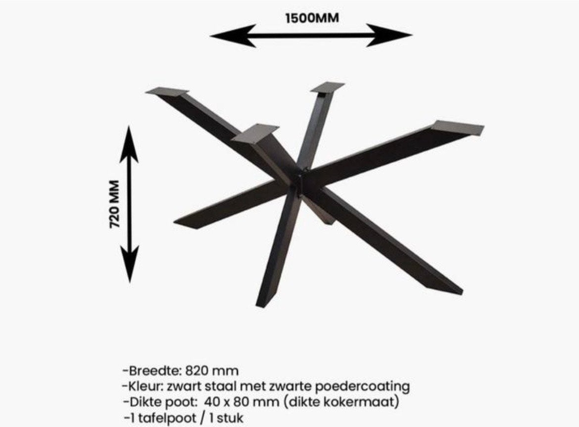 Stalen spin tafelpoot - Zwart gepoedercoat, Ophalen, Tafelpoot, Nieuw, Minder dan 50 cm