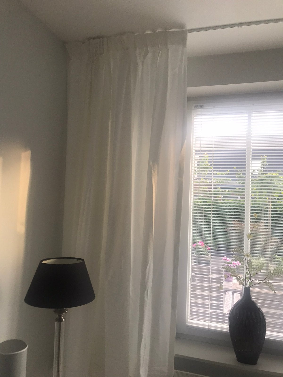 Gordijn wit met streep glanzend wit, Ophalen, 320 cm, Wit, Nieuw