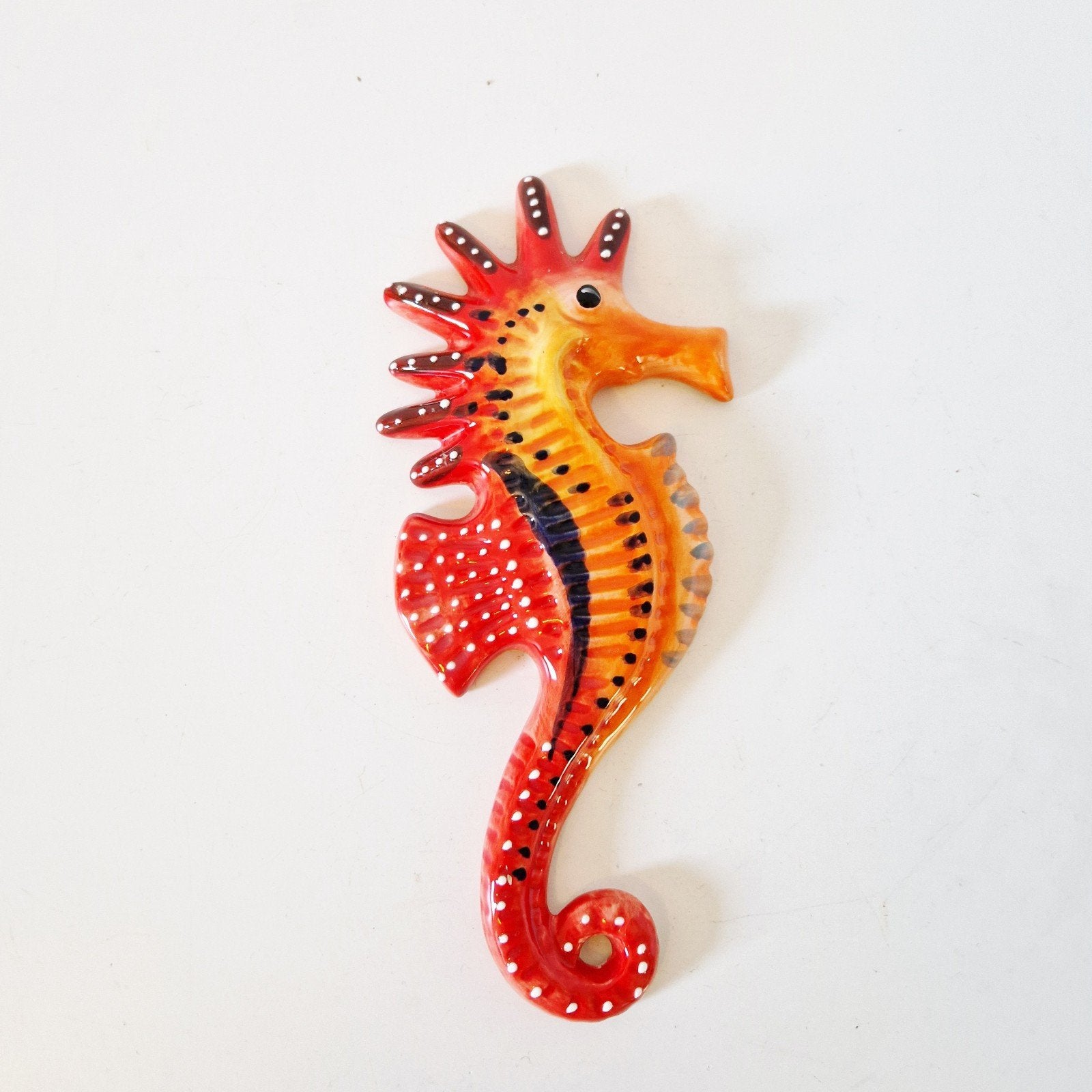 vintage keramiek beeldje seahorse zeepaardje wandbeeld, Ophalen of Verzenden, Huis en Inrichting