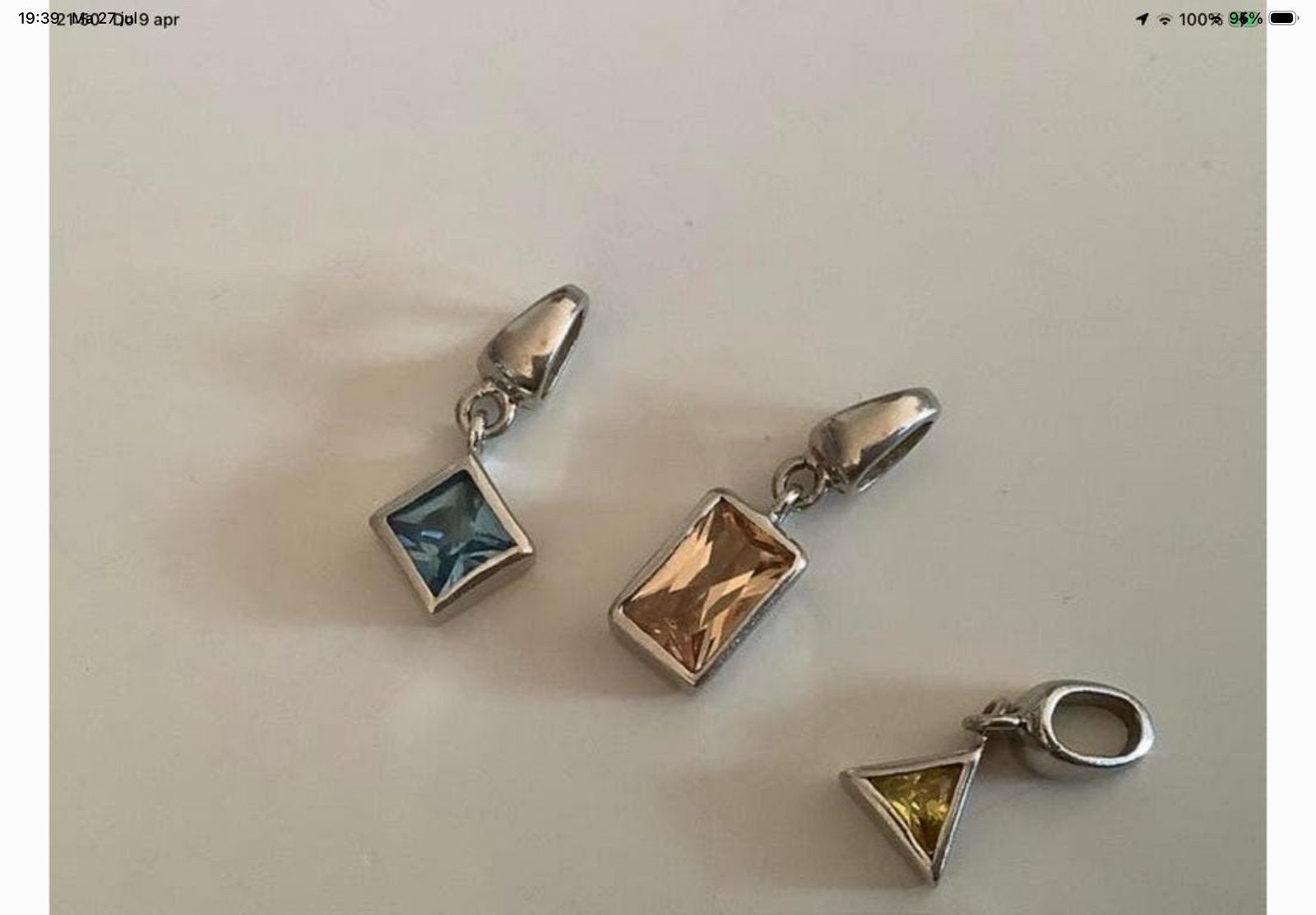 3 vintage hangers Aquamarijn Cietrien Topaas zilver 925, Overige voorstellingen, Verzenden, Zo goed als nieuw, Met edelsteen