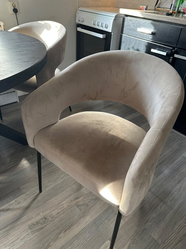 KARWEI eetkamerstoel Eden beige fluweel katoen stof, Ophalen, Gebruikt, Overige kleuren, Modern, comfortabel, fluweel