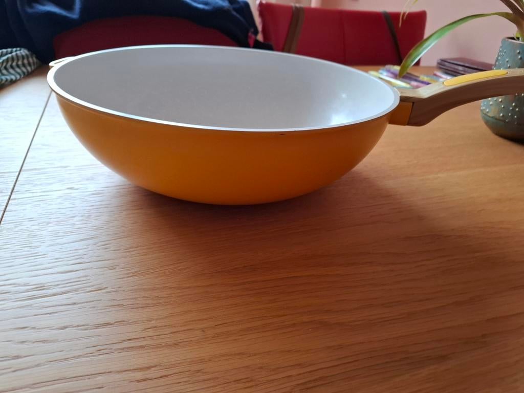 Wokpan, Huis en Inrichting, Ophalen of Verzenden, Zo goed als nieuw, Rvs, Wok