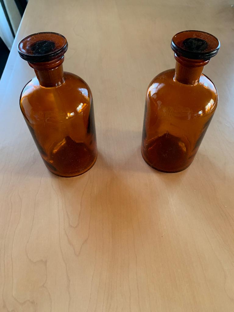 Glazen apothekerspotten bruin, Antiek en Kunst, Ophalen of Verzenden
