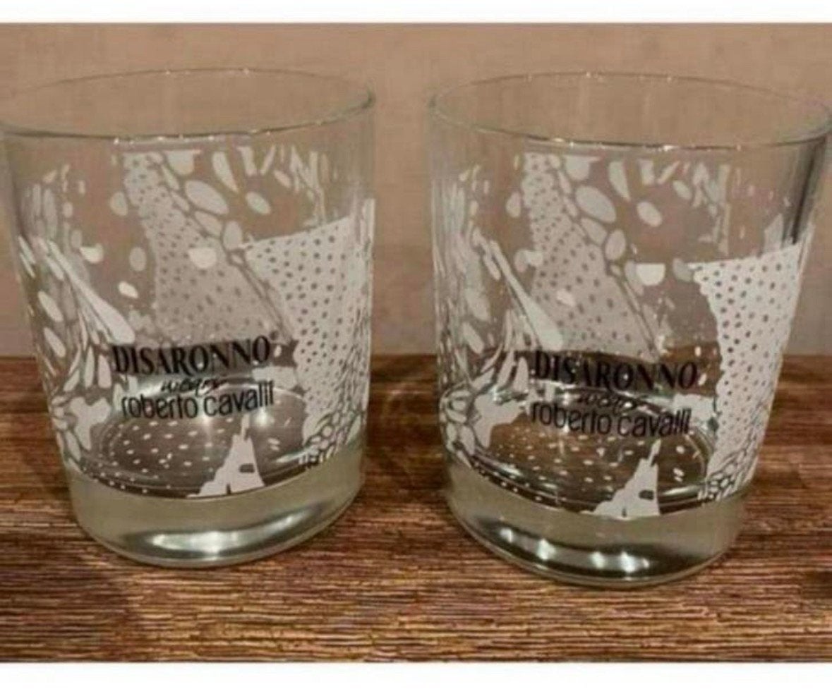 Disaronno Roberto Cavalli glazen set, Ophalen of Verzenden, Zo goed als nieuw, Meerkleurig, Overige merken