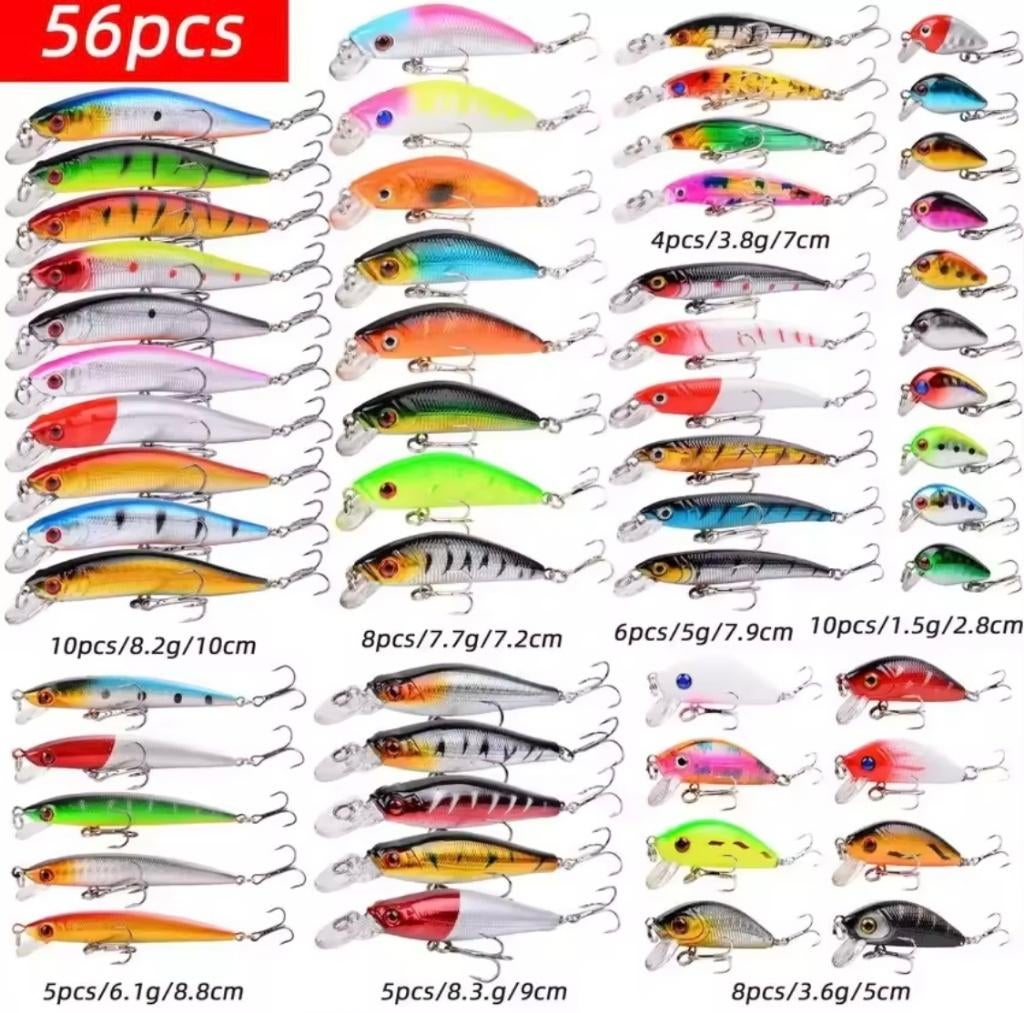 56 stuks nieuw kunstaas, roofvis, snoek, roofblei, Ophalen of Verzenden, Nieuw, Complete set