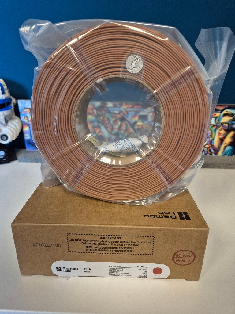 Bambu Lab PLA Basic Filament Bruin 1.75mm 1kg, Computers en Software, 3D-printerbenodigheden, Ophalen of Verzenden, Nieuw, Filamentrollen