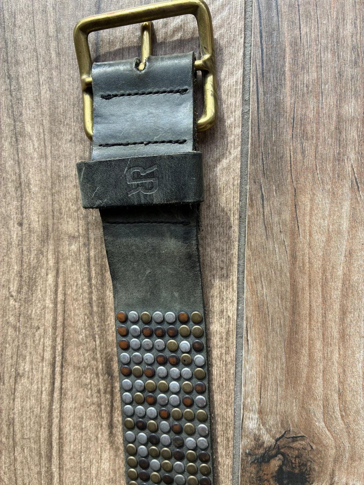Leren riem met studs - Flash & Partners - Maat 95, Kleding | Dames, 3 tot 5 cm, 90 tot 100 cm, Heupriem, Ophalen of Verzenden