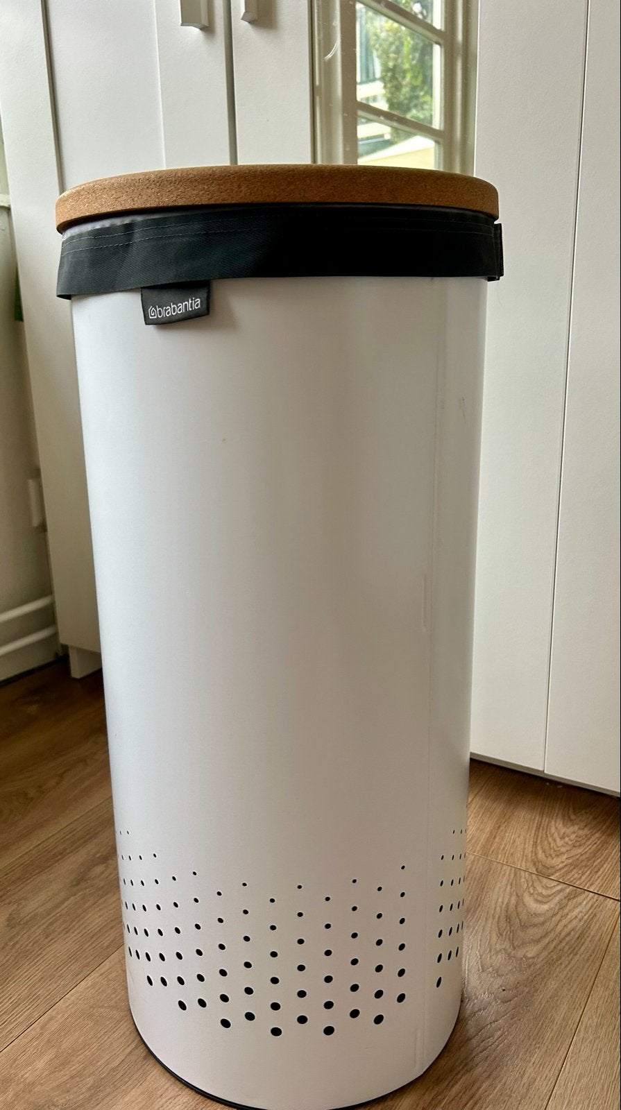 Brabantia Wasbox - Wit met kurken deksel, Ophalen, 50 – 75, Zo goed als nieuw, Metaal