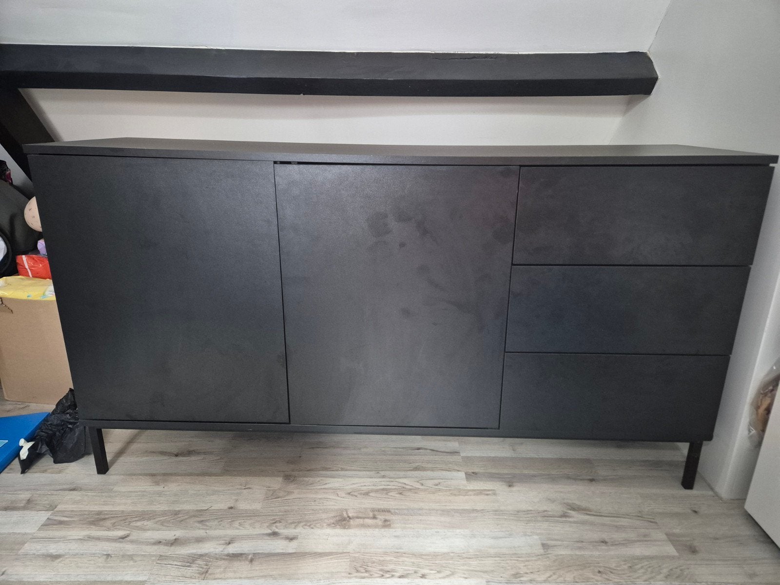 Zwarte dressoir Queen van Meubella 150 cm, Ophalen, Overige materialen, Gebruikt, 25 tot 50 cm