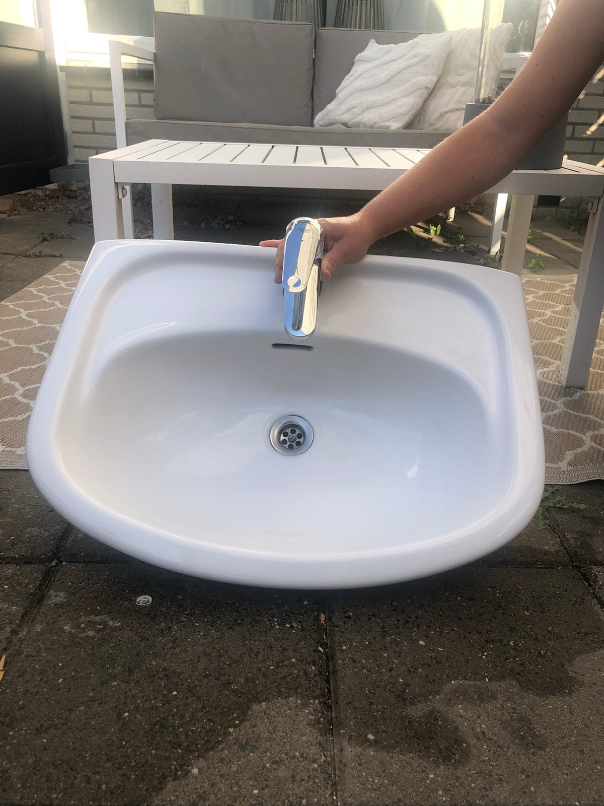 Wasbak met Grohe mengkraan, Ophalen, Minder dan 50 cm, Zo goed als nieuw, Minder dan 100 cm