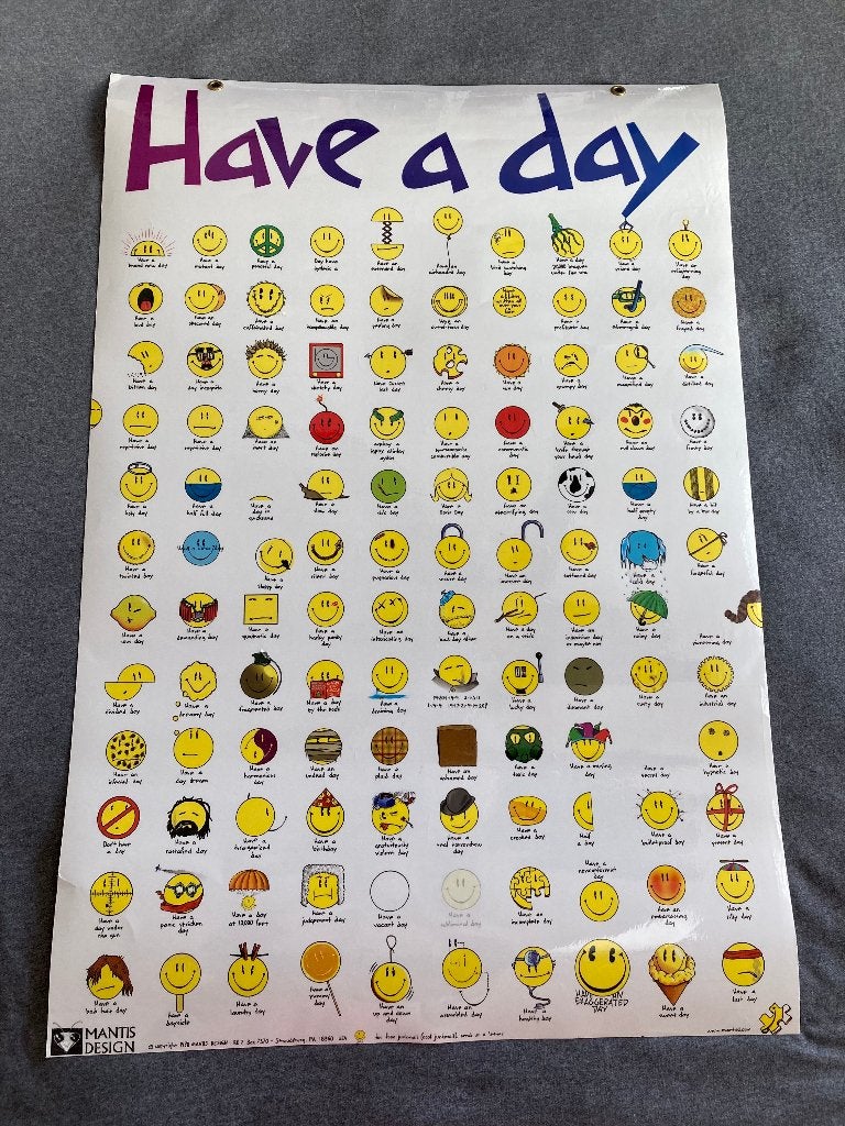 Originele  90s Vintage Poster - "Have A Day" (Mantis Design), Deurposter of groter, Ophalen of Verzenden, Overige onderwerpen