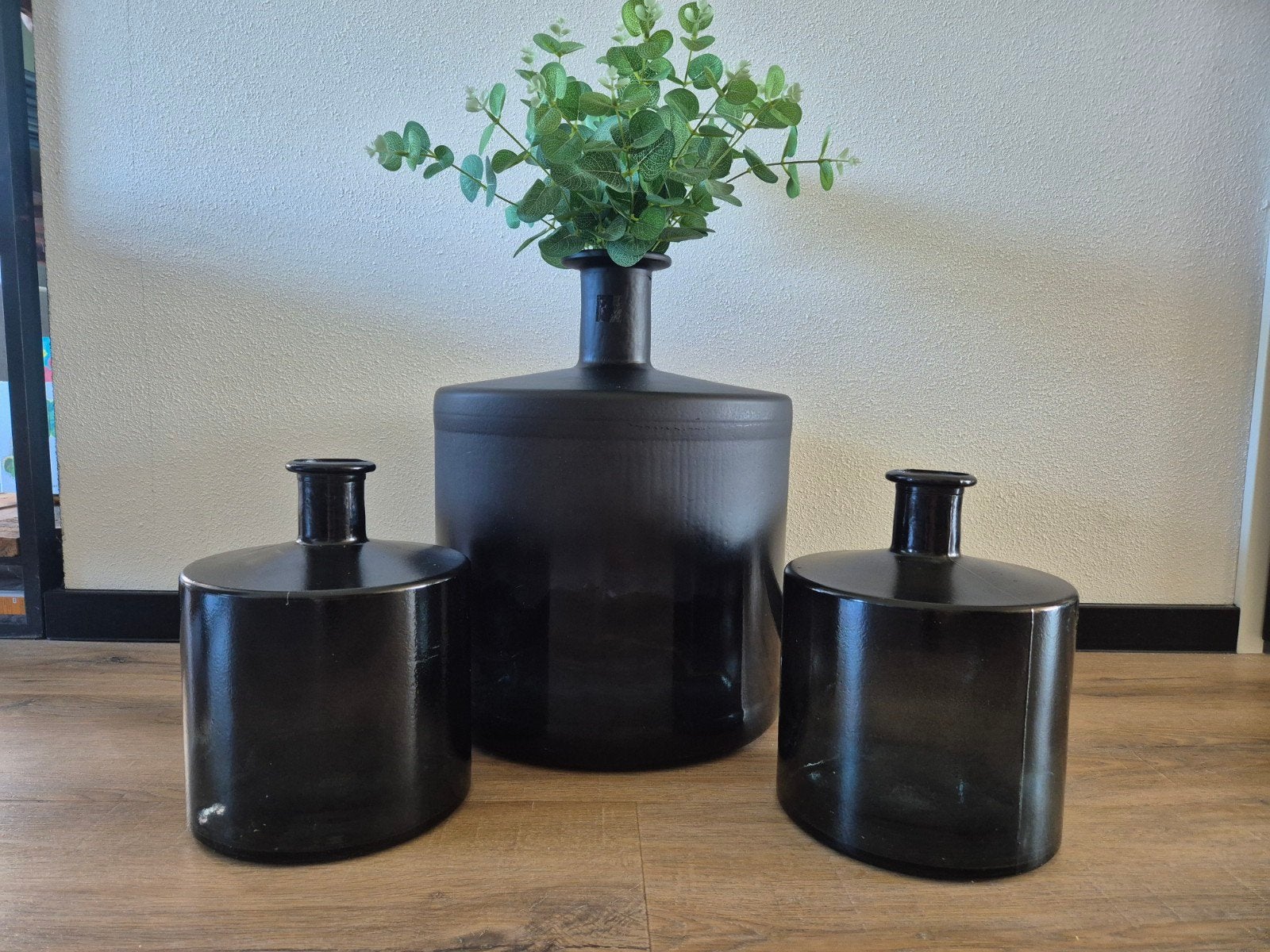 Set van 3  zwarte Vazen, Ophalen, Zwart, Gerecycled glas, Glas
