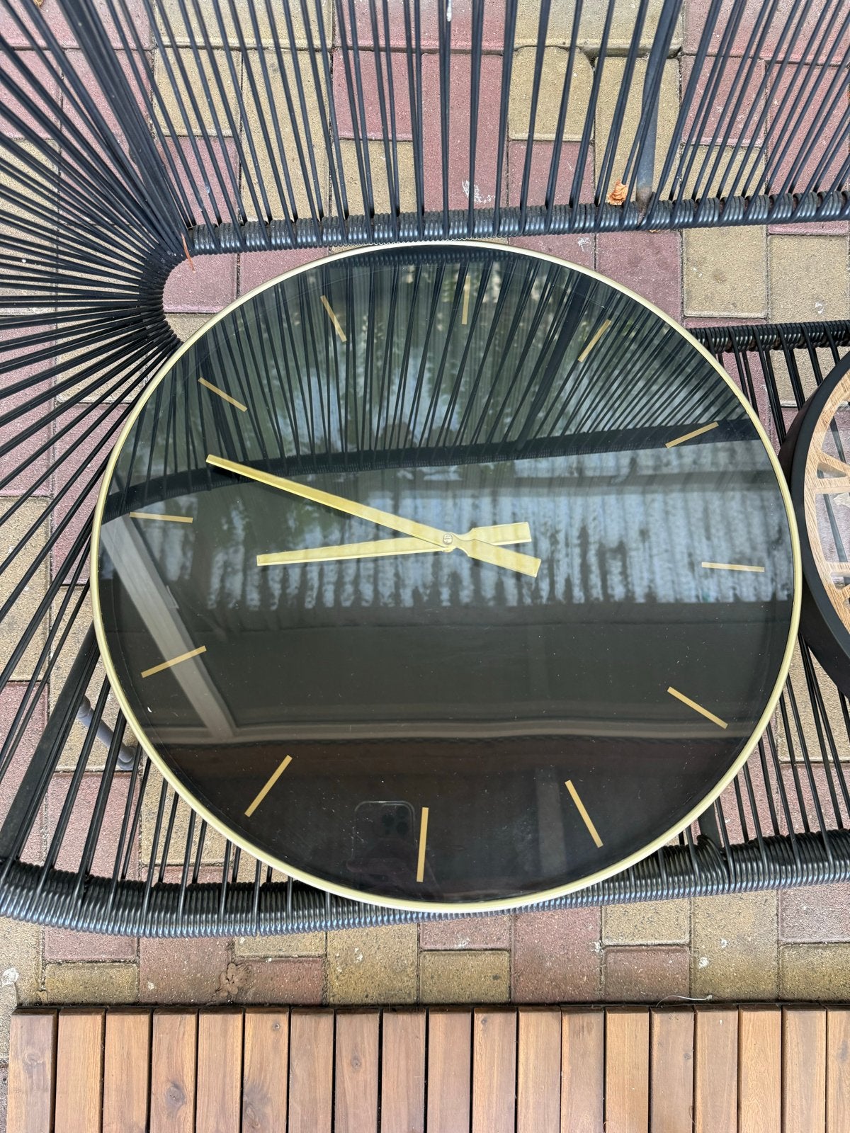 Moderne Wandklok Goud Zwart - Stijlvol Design, Ophalen, Wandklok, Analoog, Zo goed als nieuw