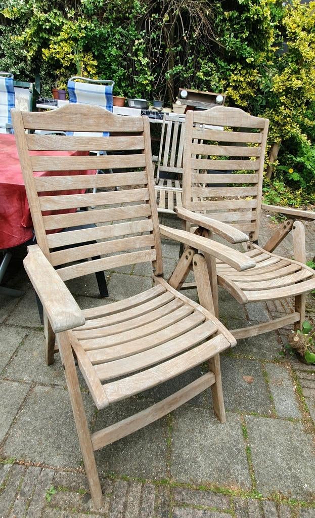 2 Hardhouten Tuinstoelen in Prima Staat, Tuin en Terras, Ophalen, Gebruikt, Hout