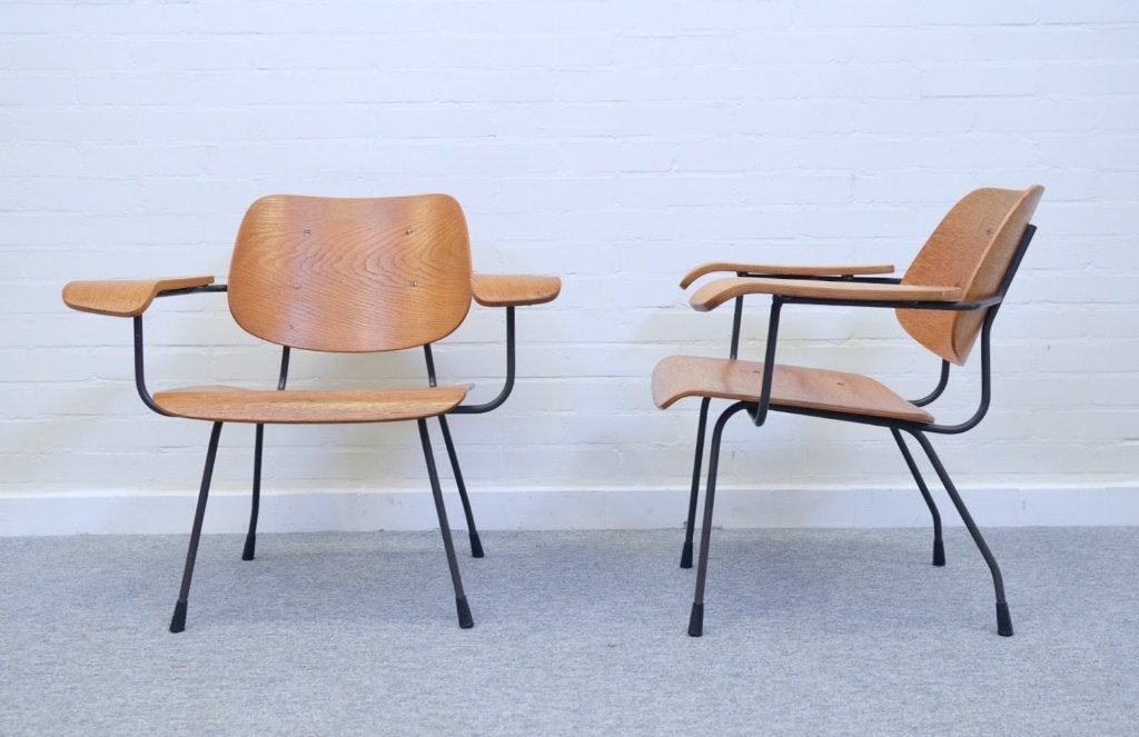 set mid century armstoelen Tjerk Reijenga Pilastro jaren 60, Gebruikt, Mid century, -, Minder dan 75 cm