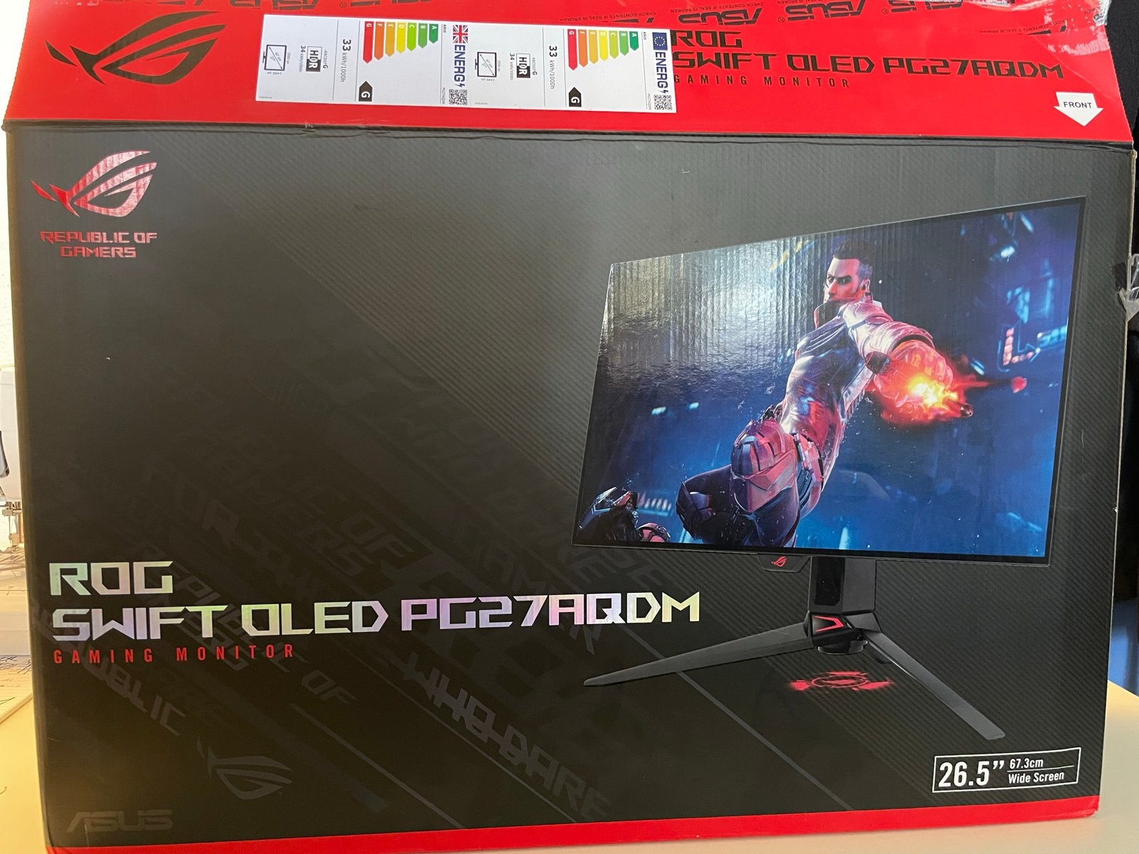 ASUS ROG Swift OLED PG27AQDM Gaming Monitor, In hoogte verstelbaar, Minder dan 1 ms, Overige typen, Quad HD (2K)