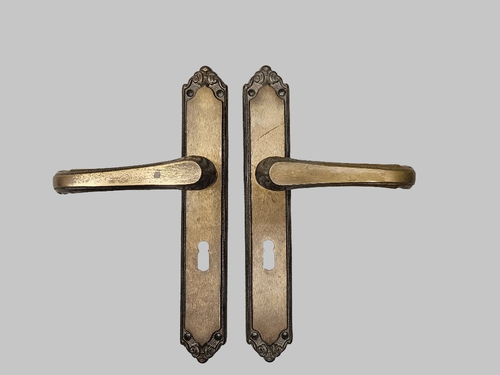 Setje vintage Bronskleurig Deurbeslag set nr.8, Ophalen of Verzenden