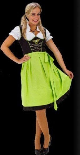 Mooie zwart/groen.witte TIROLER/DIRNL/ALPENMEISJE jurk, Carnaval, Nieuw, Ophalen of Verzenden, Kleding