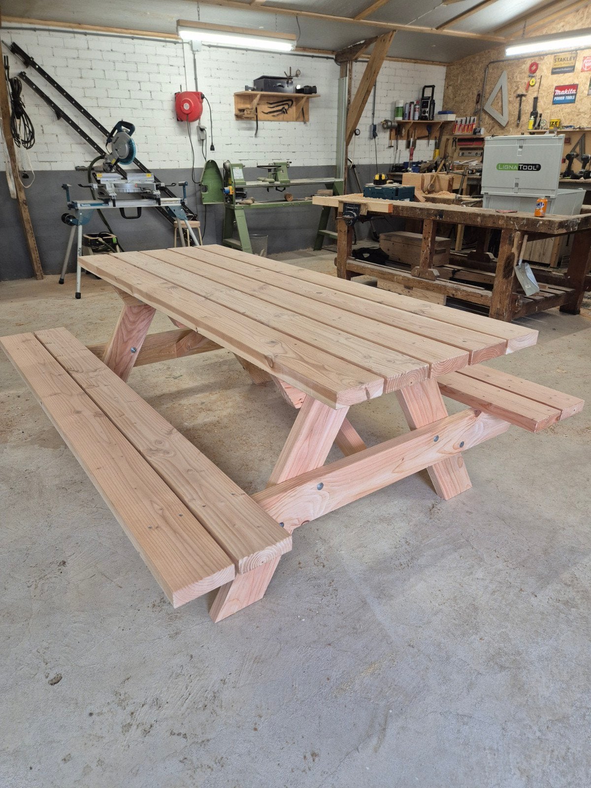 Douglas picknicktafel, Ophalen, Zo goed als nieuw, Rechthoekig, Hout